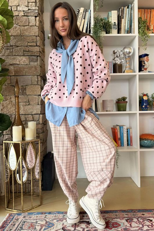 Edie Polka Dot Knit Rose